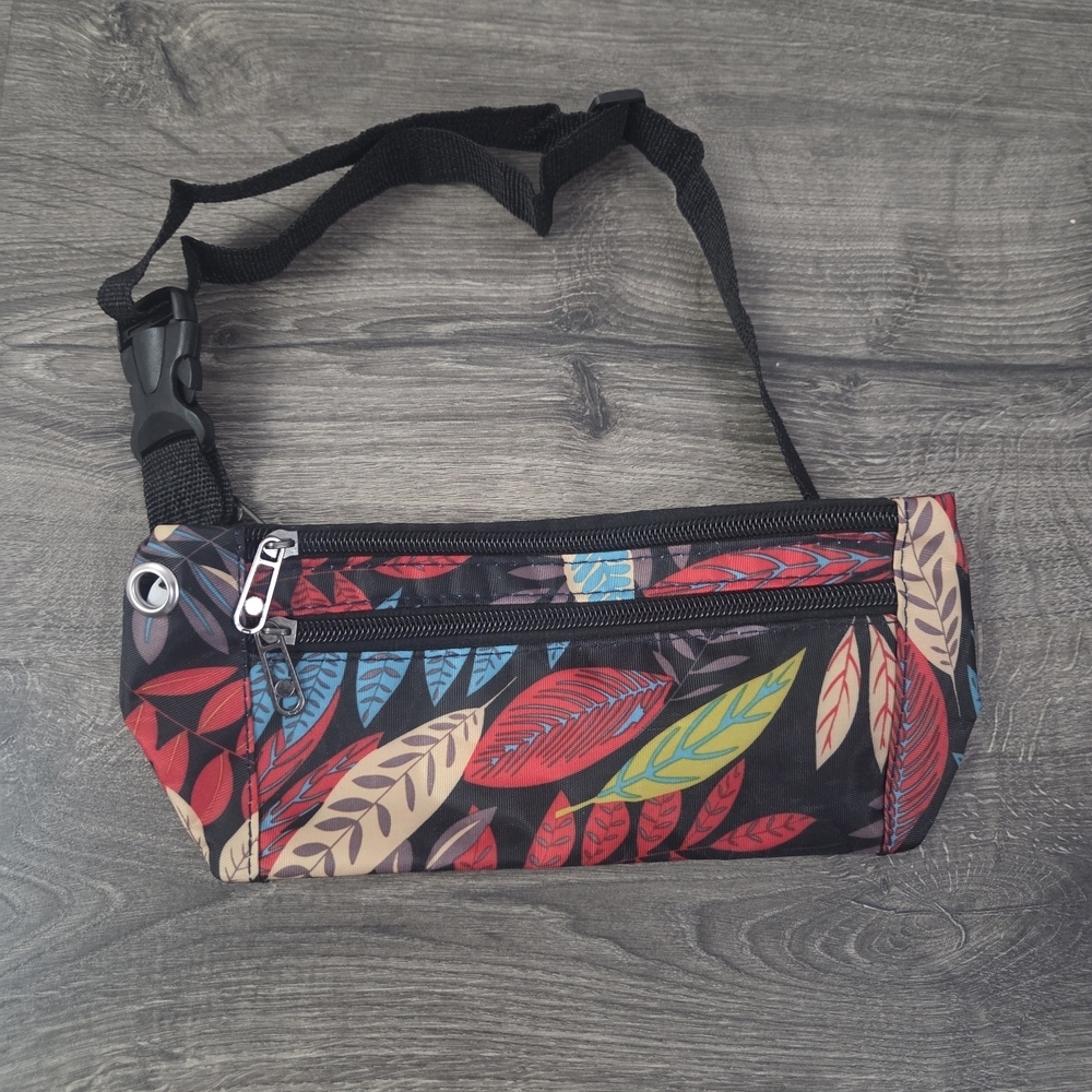 Colorful Leaf Print Waist Bag - NEW